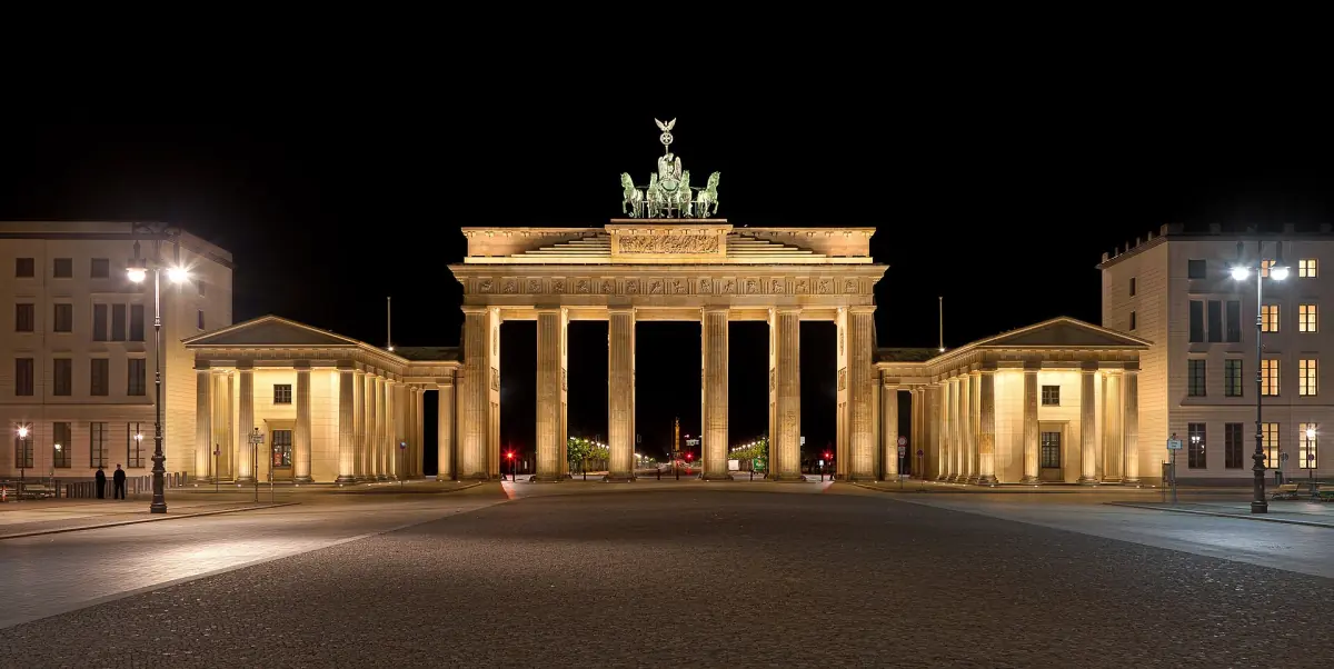 The Brandenburg Gate and Pariser Platz at night