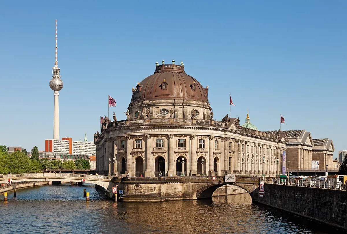 The Bode Museum on Museum Island with the TV tower