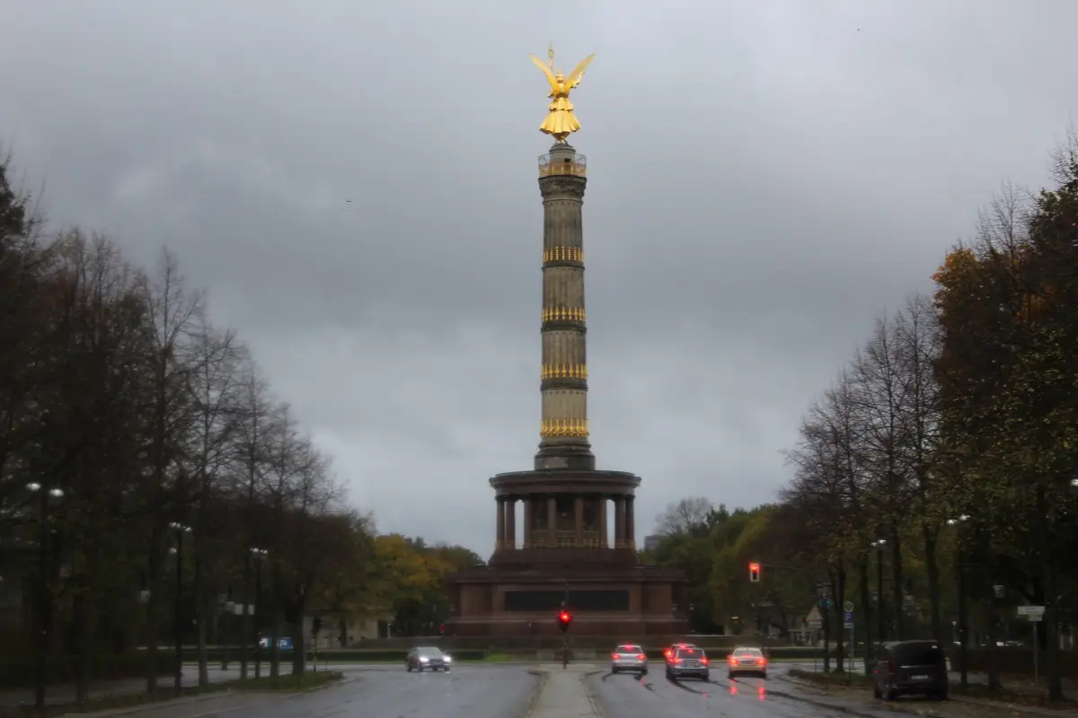 The Victory Column at the centre of the Tiergarten